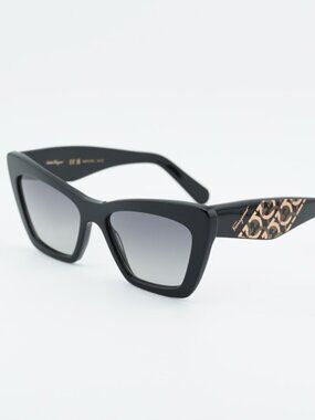 Salvatore Ferragamo SF1081S 001 Sunglasses Black Cat Eye Frame, Grey Lenses